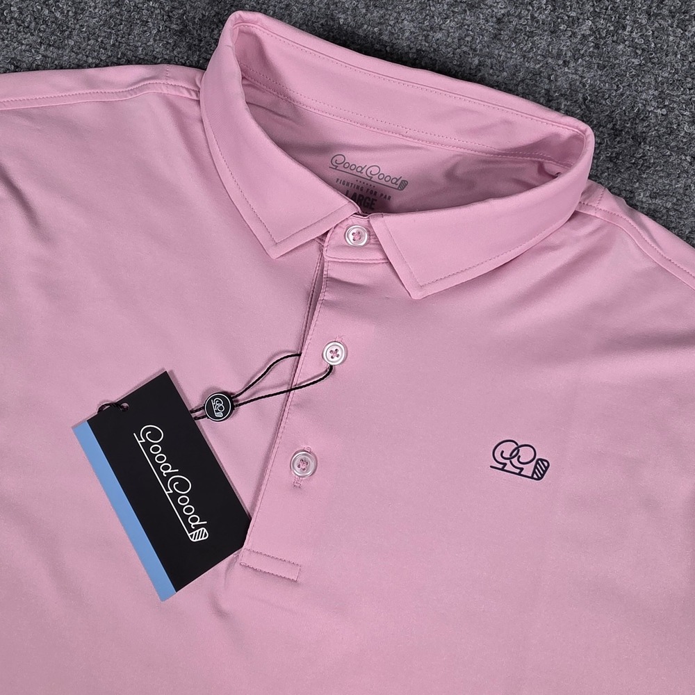 Good Good Golf Polo Mens Large Pink Punch Performance Short Sleeve GG1116-L NWT